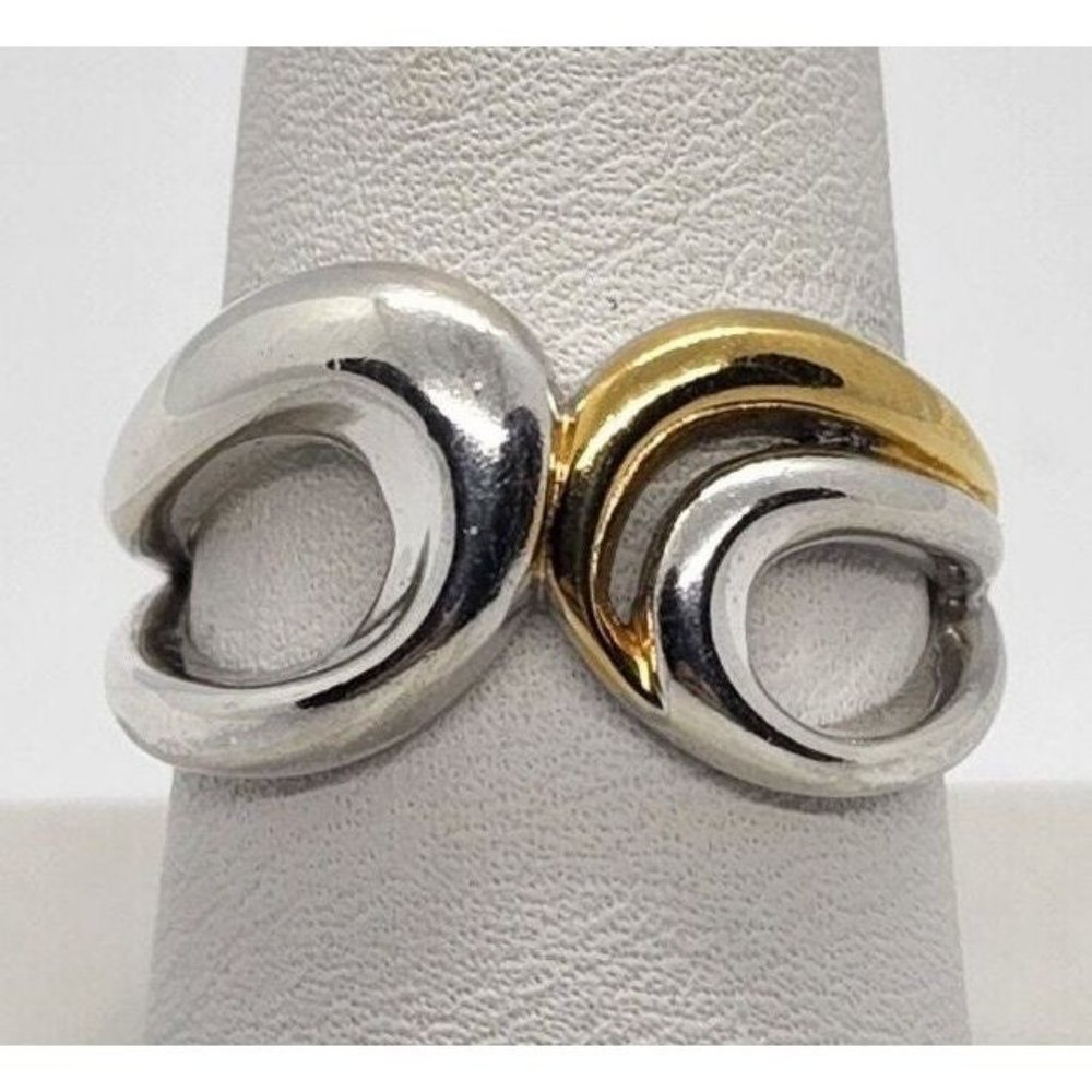 Silver ring 925 Vintage ELLE Accent Red Ruby inside the band size 9